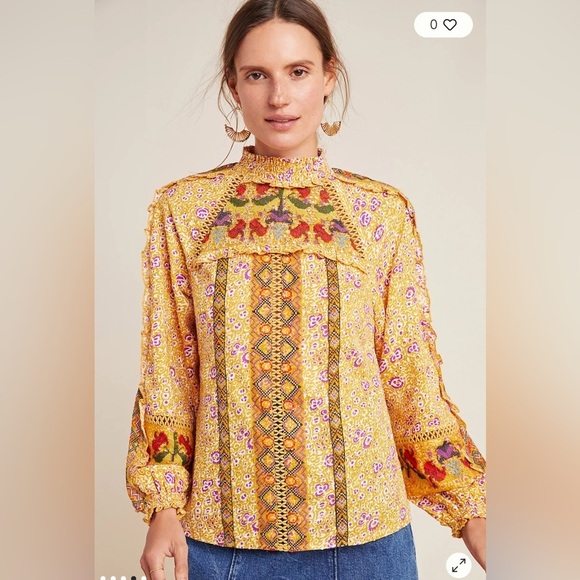 Maeve Tops - Maeve Goldie Embroidered Blouse, Size 2